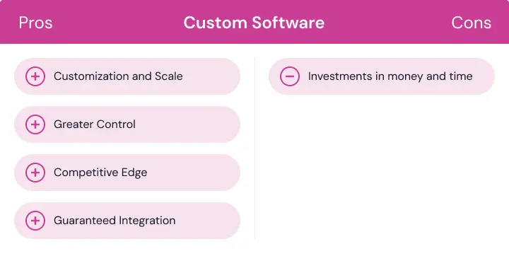 pros and cons of custom software